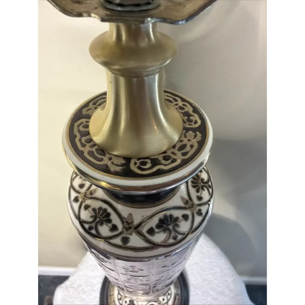Bombay Co. Chinoiserie Table Lamps Brass Porcelain with Enamel Overlay Gift